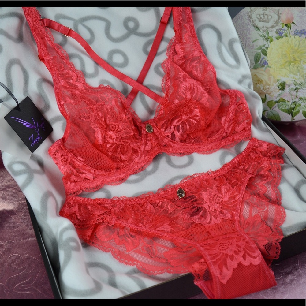 NWT ZA Floral Lace Bra & Panties Set